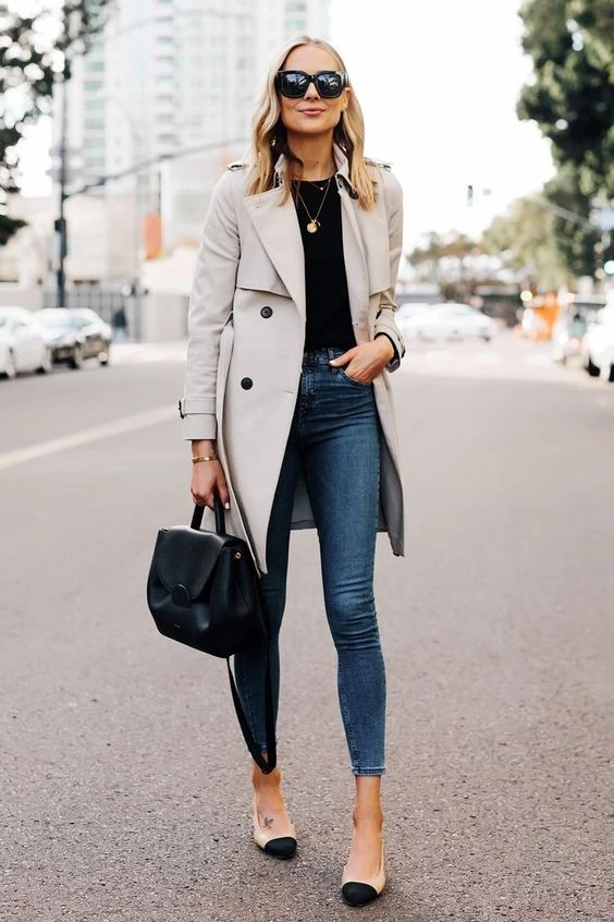 jeans y trench