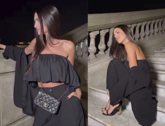 El look a puro glamour de Zaira Nara: con sandalias Yves Saint Laurent, la nueva marca fetiche de la hermana de Wanda Nara