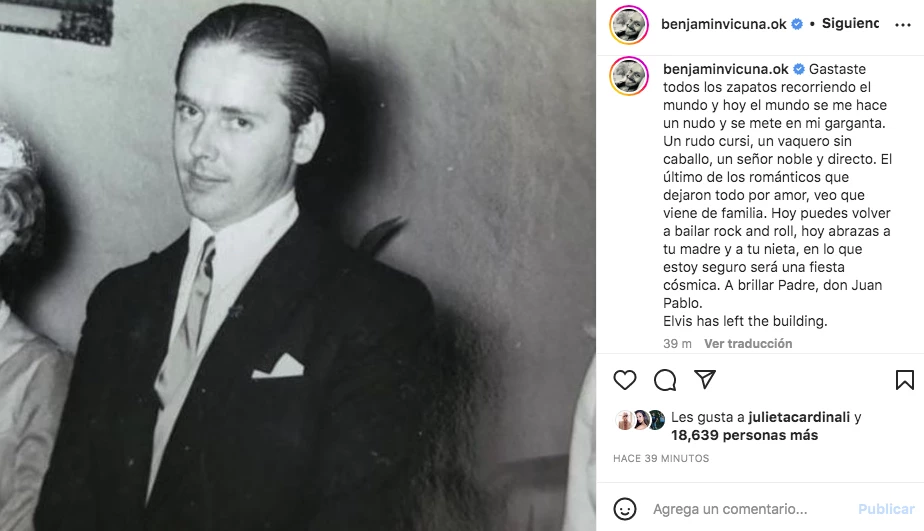 Murió el papá de Benjamín Vicuña: así se despidió el actor chileno