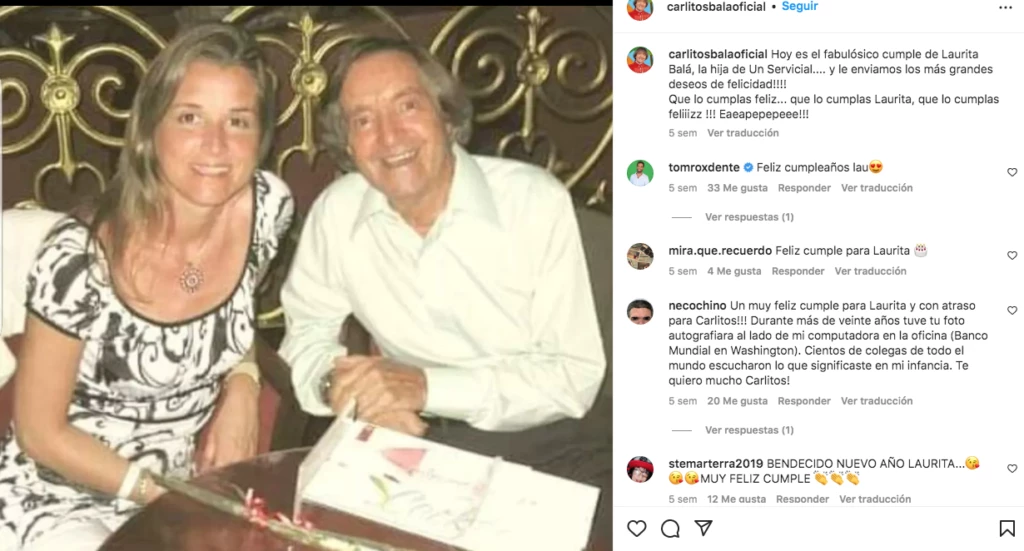 último posteo de Carlitos Balá dedicado a su hija Laura Balaa