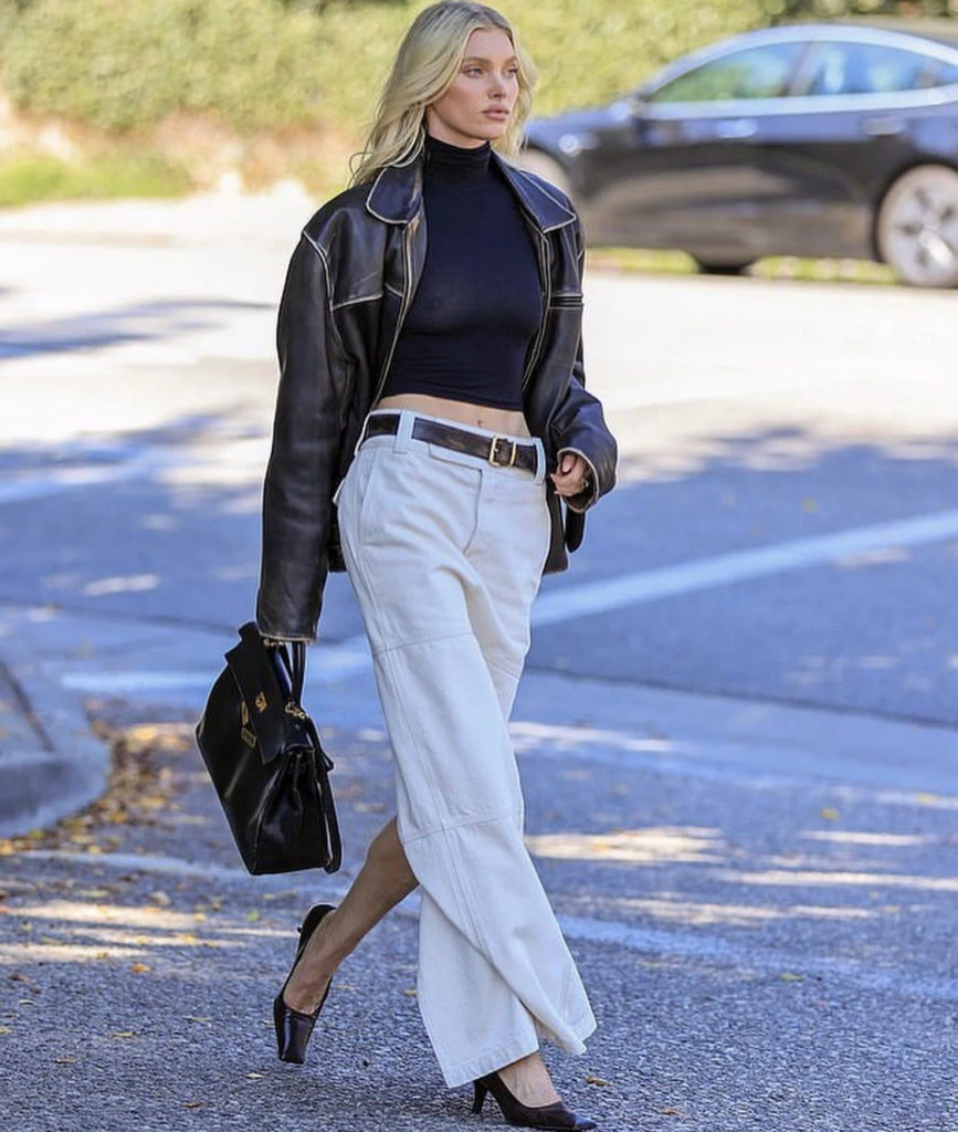 Elsa Hosk con un atuendo muy canchero. Foto @stylenandthebeach.