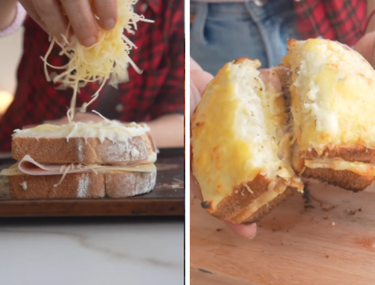 La receta de los sandwiches de jamón y queso gratinado con bechamel de Paulina Cocina