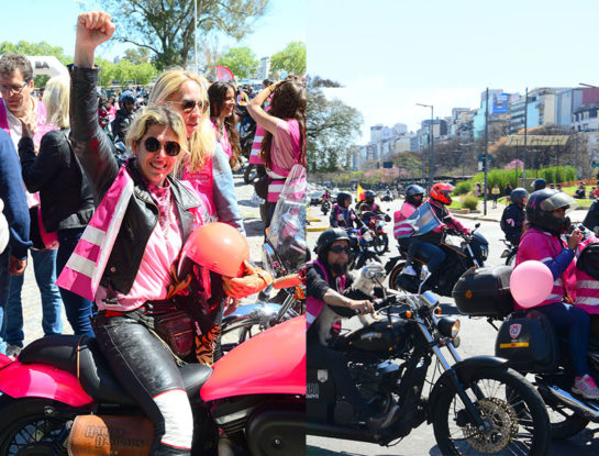 La ruteada solidaria tiñó la ciudad de rosa