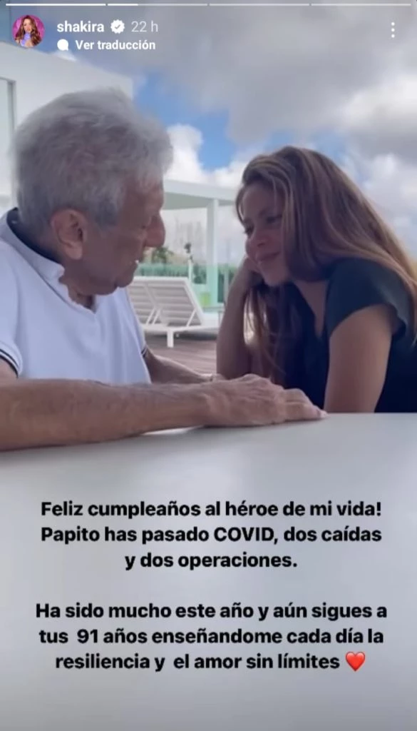 El mensaje de Shakira a su padre