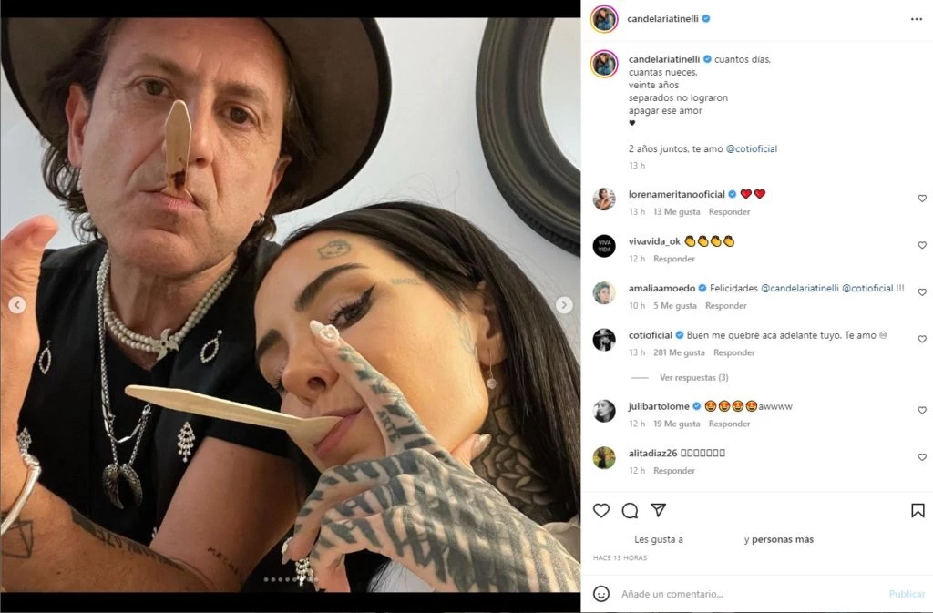 Cande Tinelli celebró sus dos años de novia con Coti