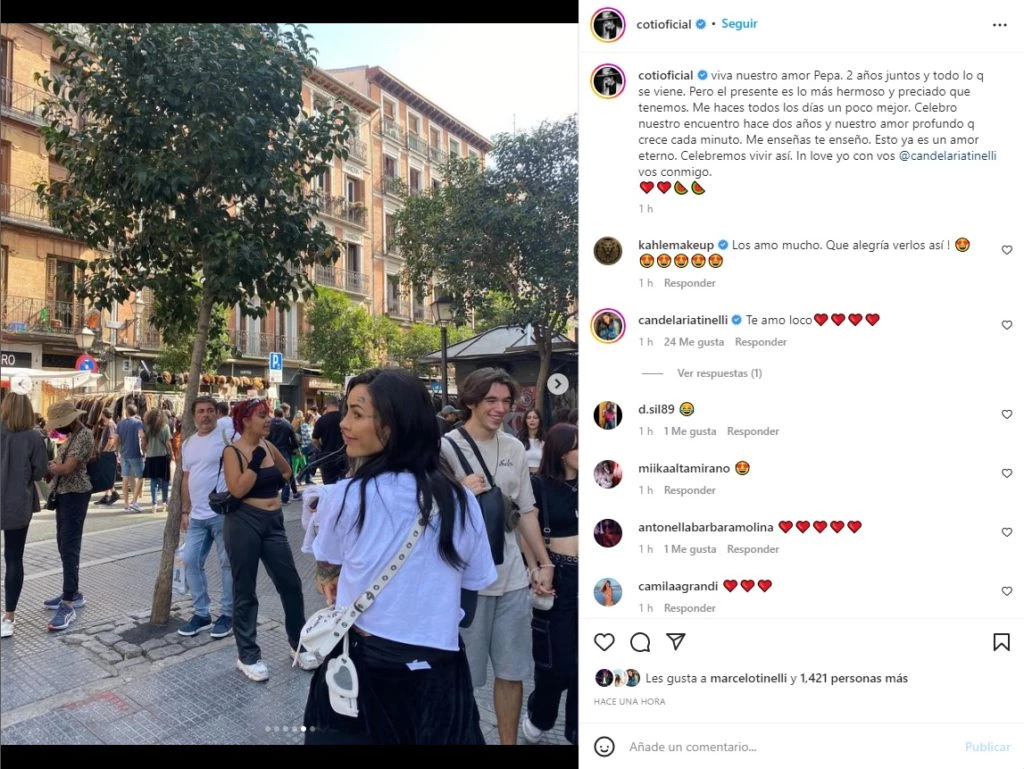 Coti le dedicó un posteo a Cande Tinelli