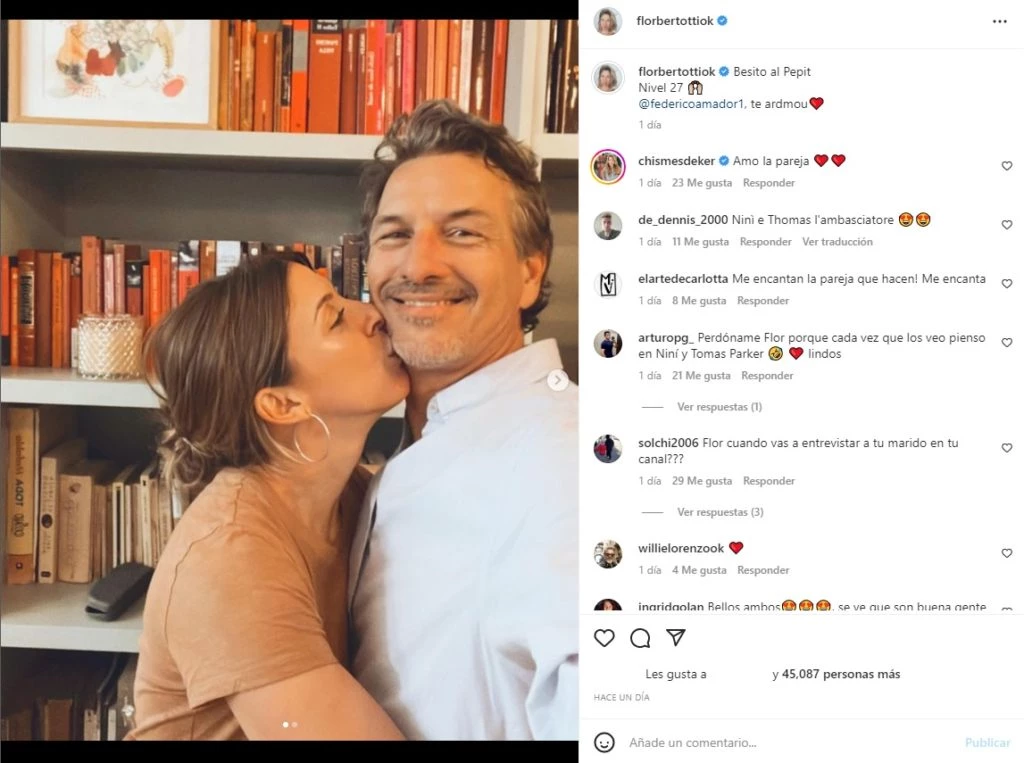 El posteo de Florencia Bertotti para su pareja Federico Amador