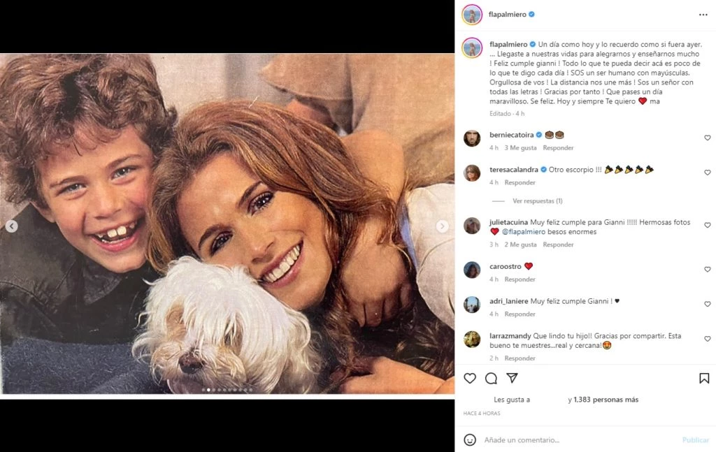 Flavia Palmiero le dedicó un posteo a su hijo por su cumpleaños
