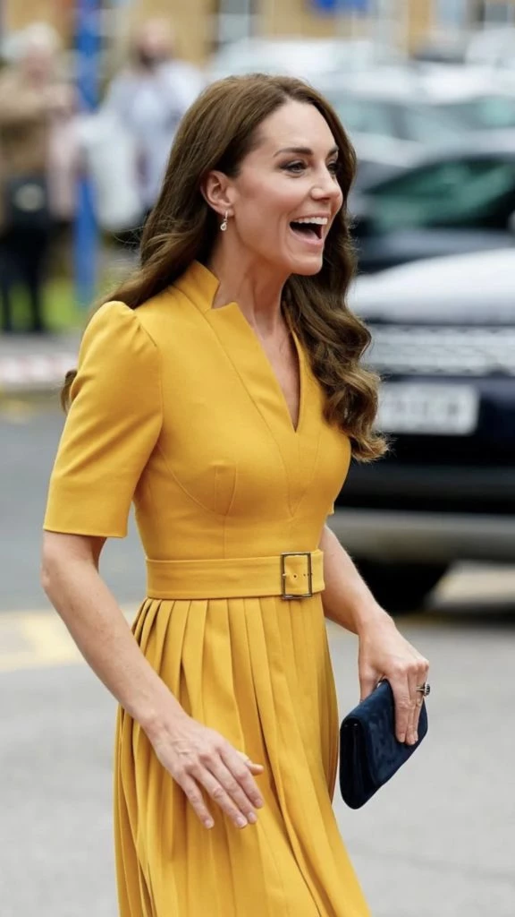 Kate Middleton y su vestido amarillo. Foto: Instagram.