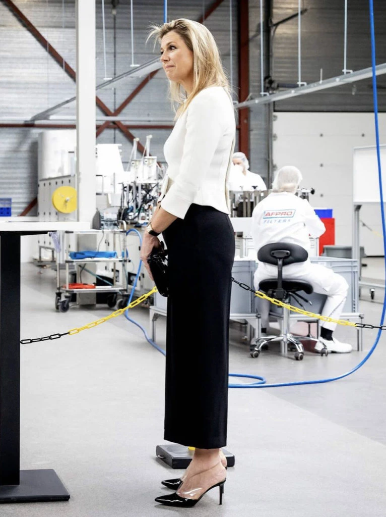 La reina Máxima y sus zapatos con detalle transparente. Foto: Pinterest.