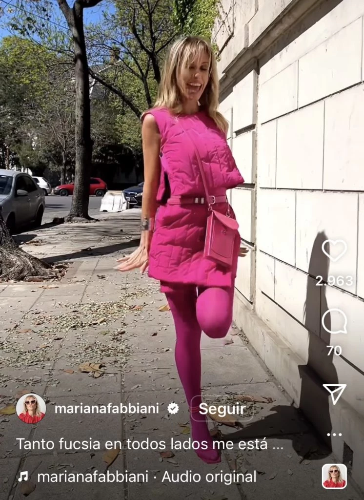 Mariana Fabbiani y su look barbiecore. Foto: Instagram. 