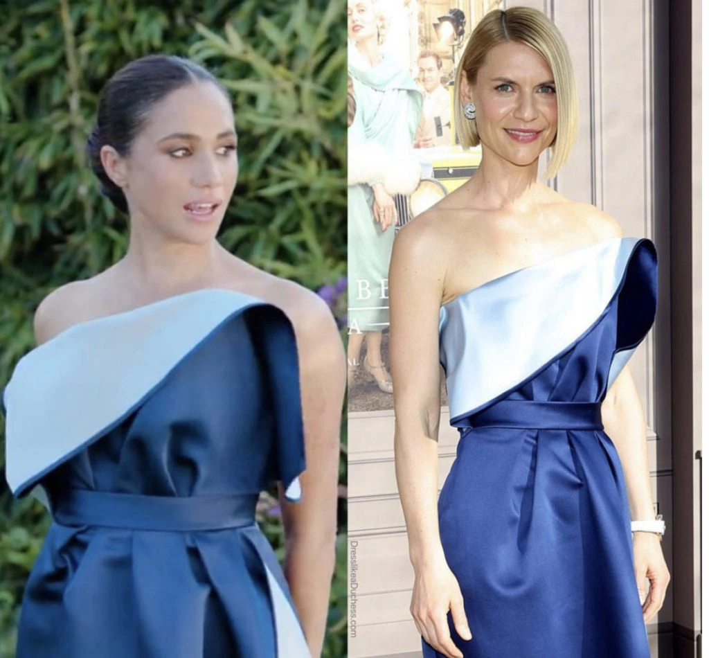 Meghan Markle y Claire Daines con el mismo vestido. Foto: Instagram.