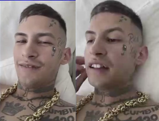 L-Gante dio una entrevista televisiva  desde la cama de Wanda Nara