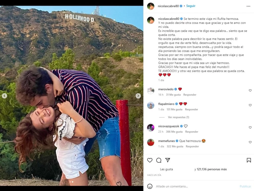 Nicolás Cabré le dedicó un tierno posteo a su hija Rufina