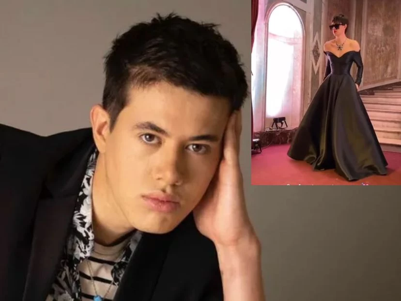 Dante Ortega desfiló con un vestido de alta costura