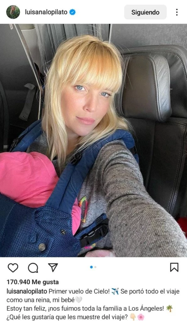 Luisana Lopilato viajó por primera vez en avión con su hija Cielo