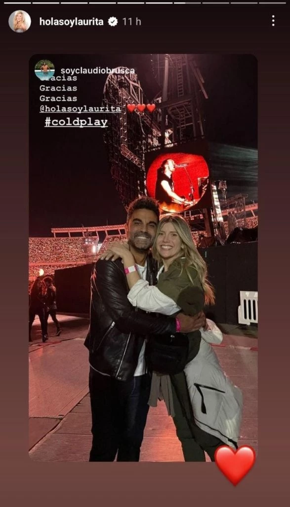 Laurita Fernández y Claudio Brusca en el show de Coldplay