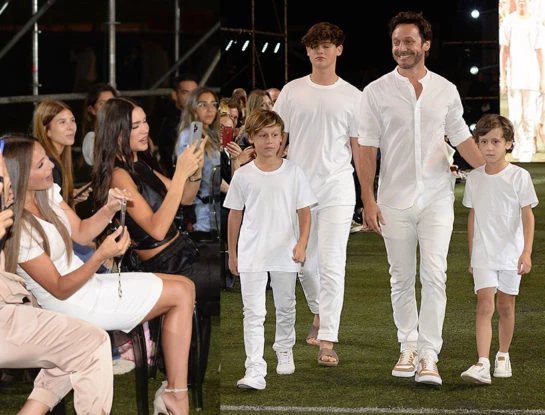 Benjamín Vicuña desfiló con sus hijos, Bautista, Beltrán y Benicio: Pampita lo disfrutó desde la primera fila