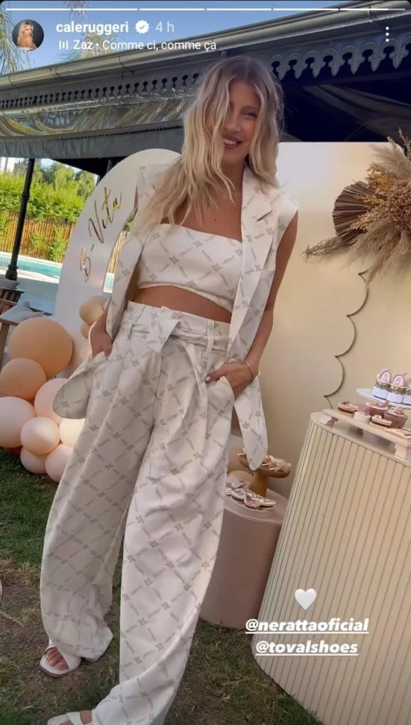 El look de Cande Ruggeri para el baby shower de su hija