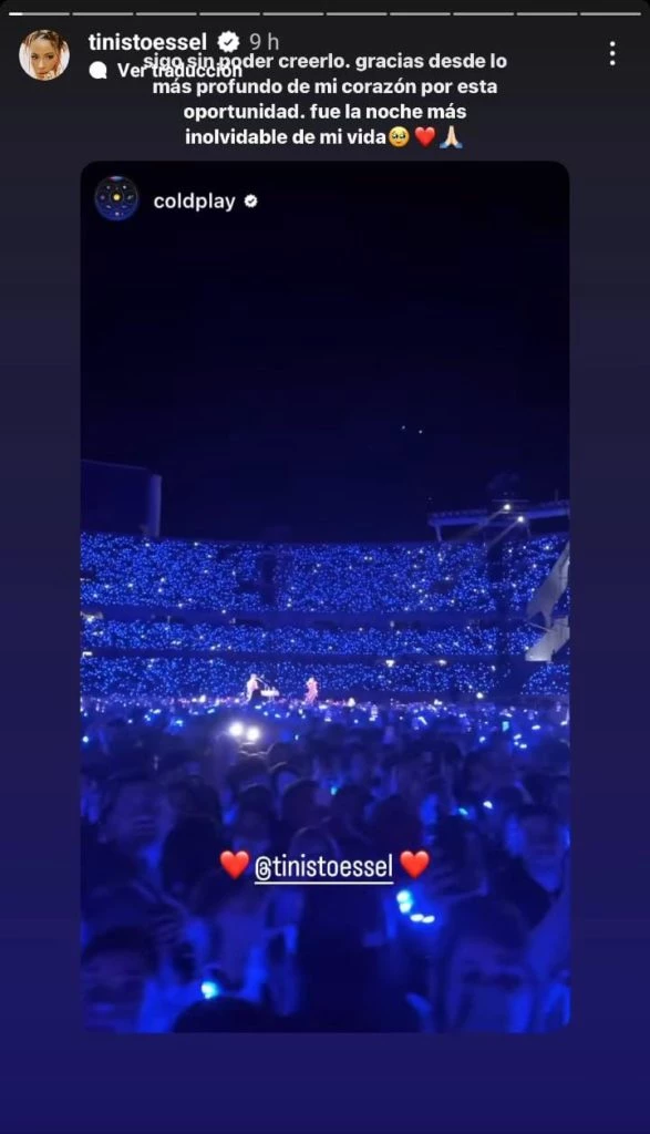 El mensaje de Tini para Coldplay tras cantar juntos en el estadio River