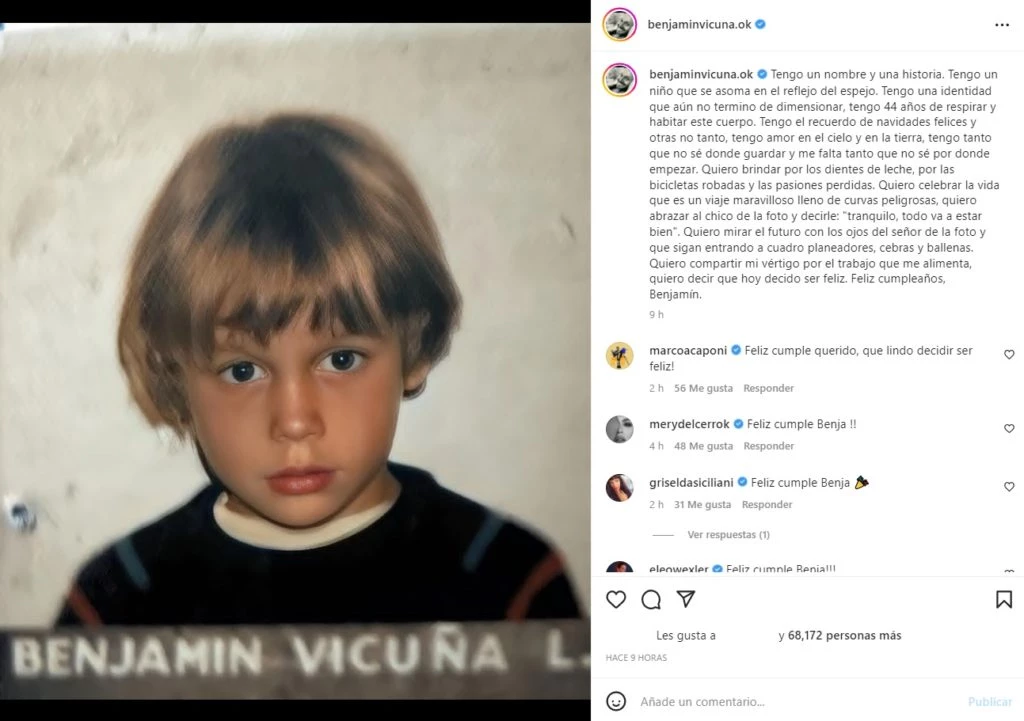 El profundo posteo de Benjamín Vicuña en el día de su cumpleaños