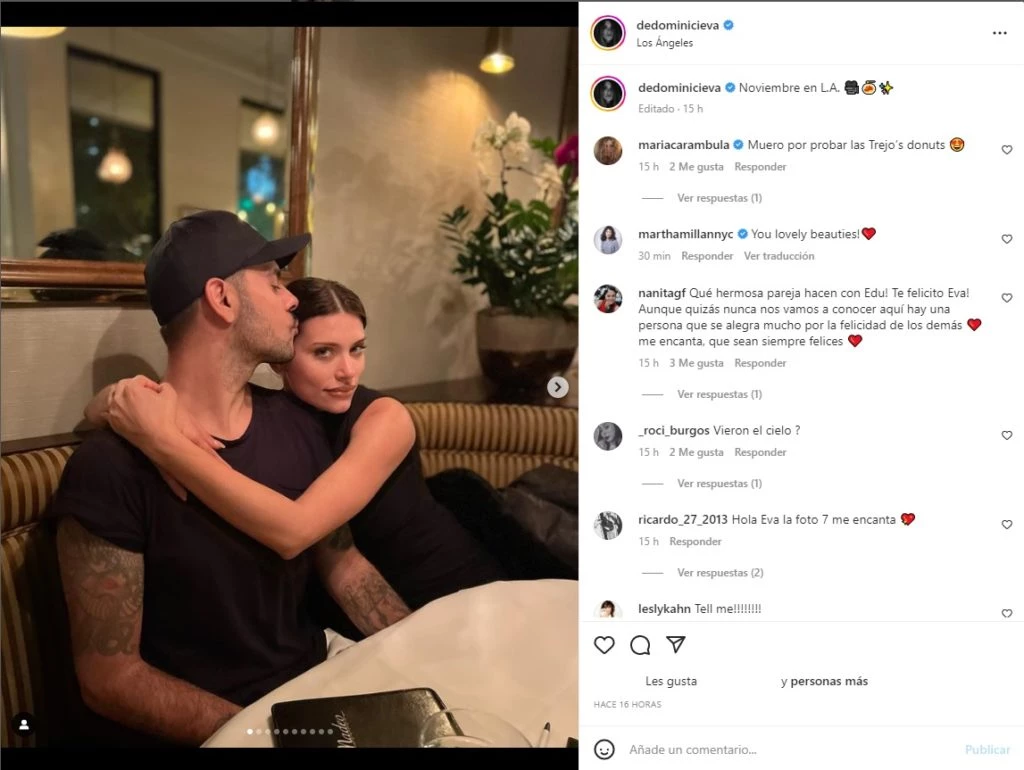 El romántico posteo de Eva de Dominici junto a Eduardo Cruz