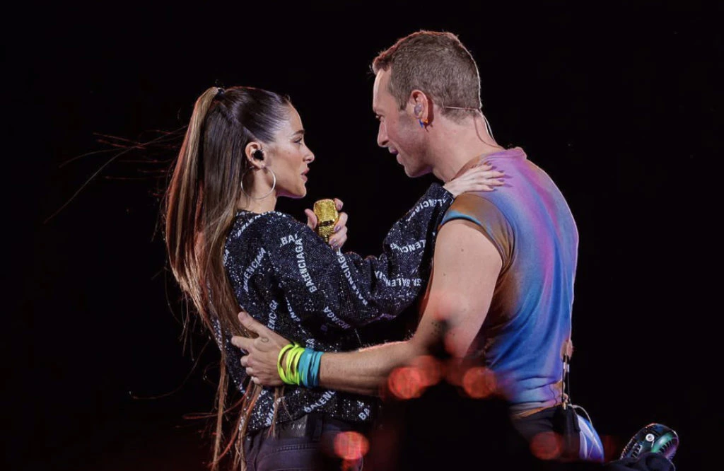 Tini Stoessel Chris Martin en River. Foto: Instagram.