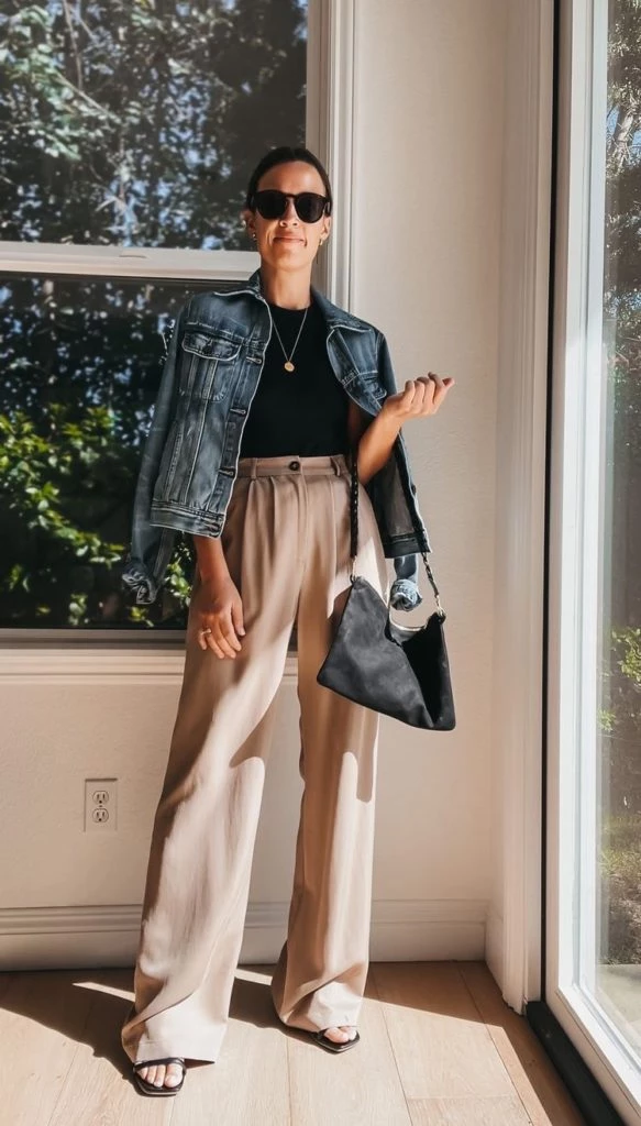 Look con campera de jean. Foto: Pinterest.