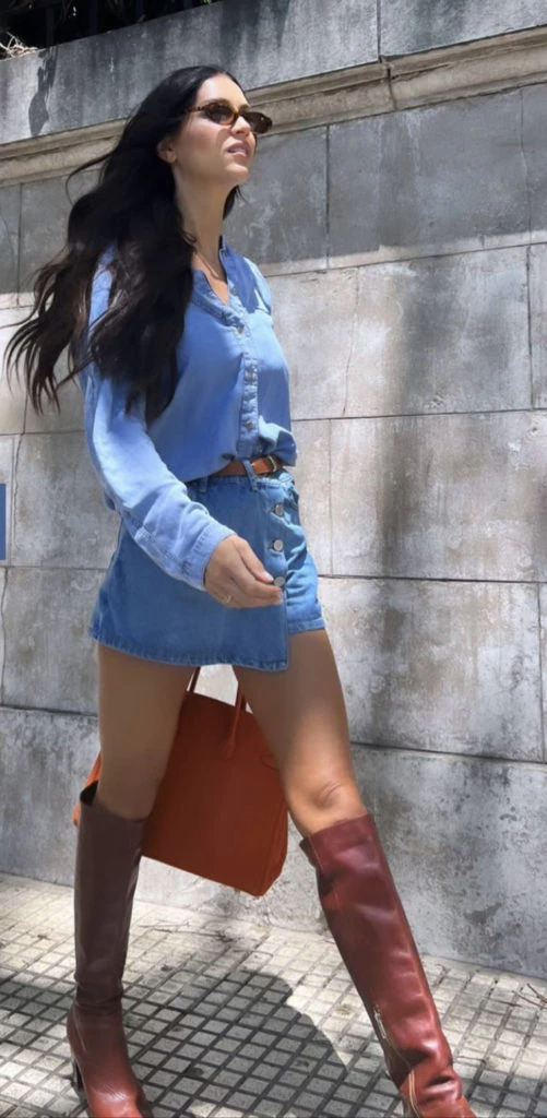 Zaira Nara y su look denim total. Foto: Instagram.