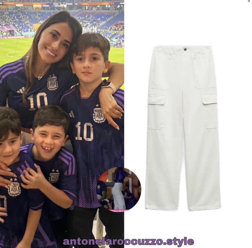 Antonela Roccuzzo y su pantalón cargo. Foto: Instagram.
