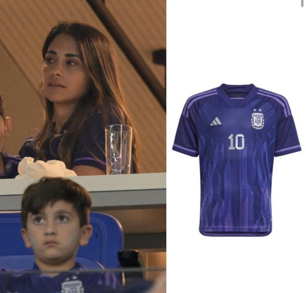 Antonela Roccuzzo y su remera de la selección argentina. Foto: Instagram.