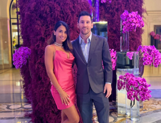 Lionel Messi y Antonela Roccuzzo de festejo antes de partir rumbo al mundial