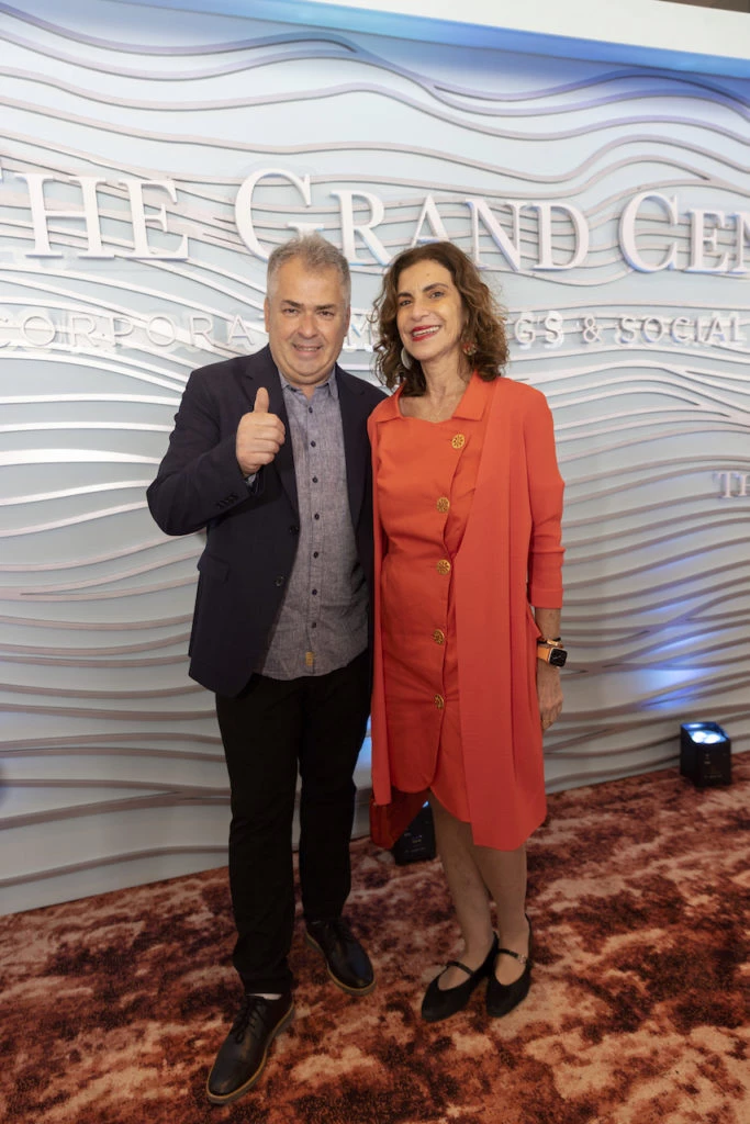Arquitecto Sergio Barreto y Leslie Sasha (CEO Grand Hotel Lux Collection) en la apertura de The Grand Center