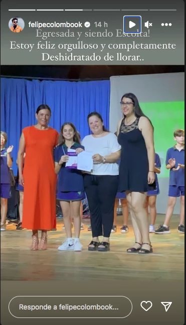 Felipe Colombo, emocionado hasta las lágrimas por su hija Aurora