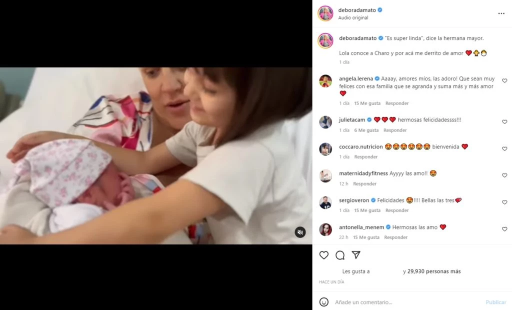 Débora D'Amato compartió el tierno momento en que su hija mayor conoce a su hermanita