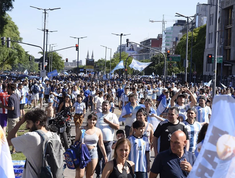 Los festejos por el triunfo de Argentina
