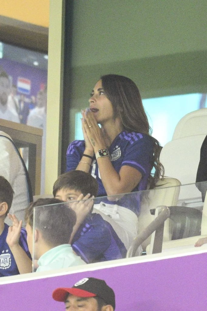 Antonela Roccuzzo en el partido contra Países Bajos