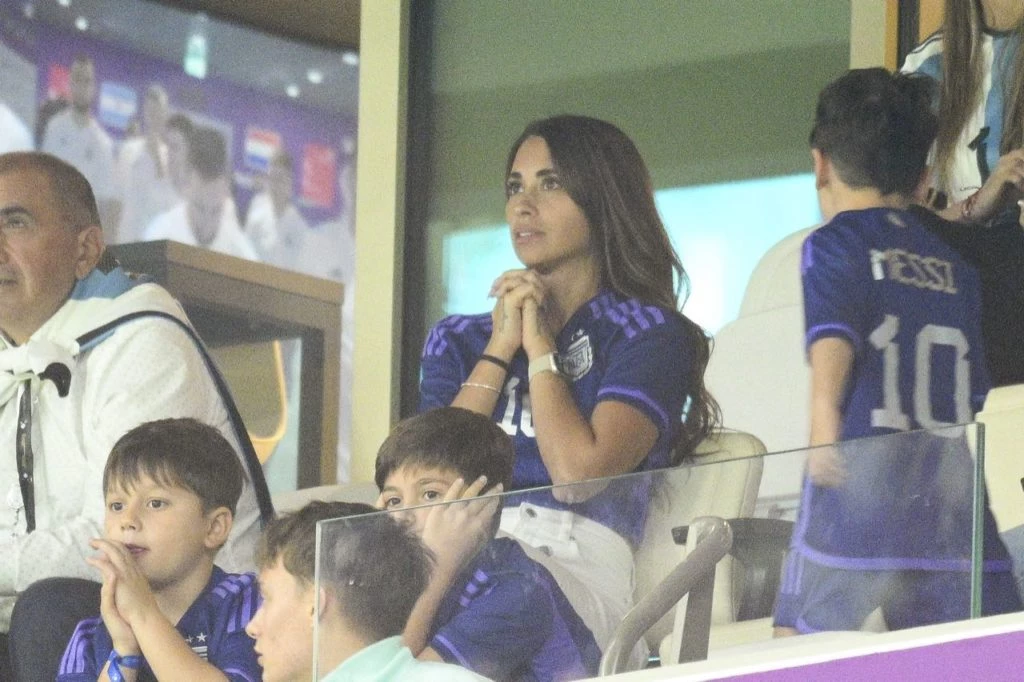 Antonela Roccuzzo en el partido contra Países Bajos