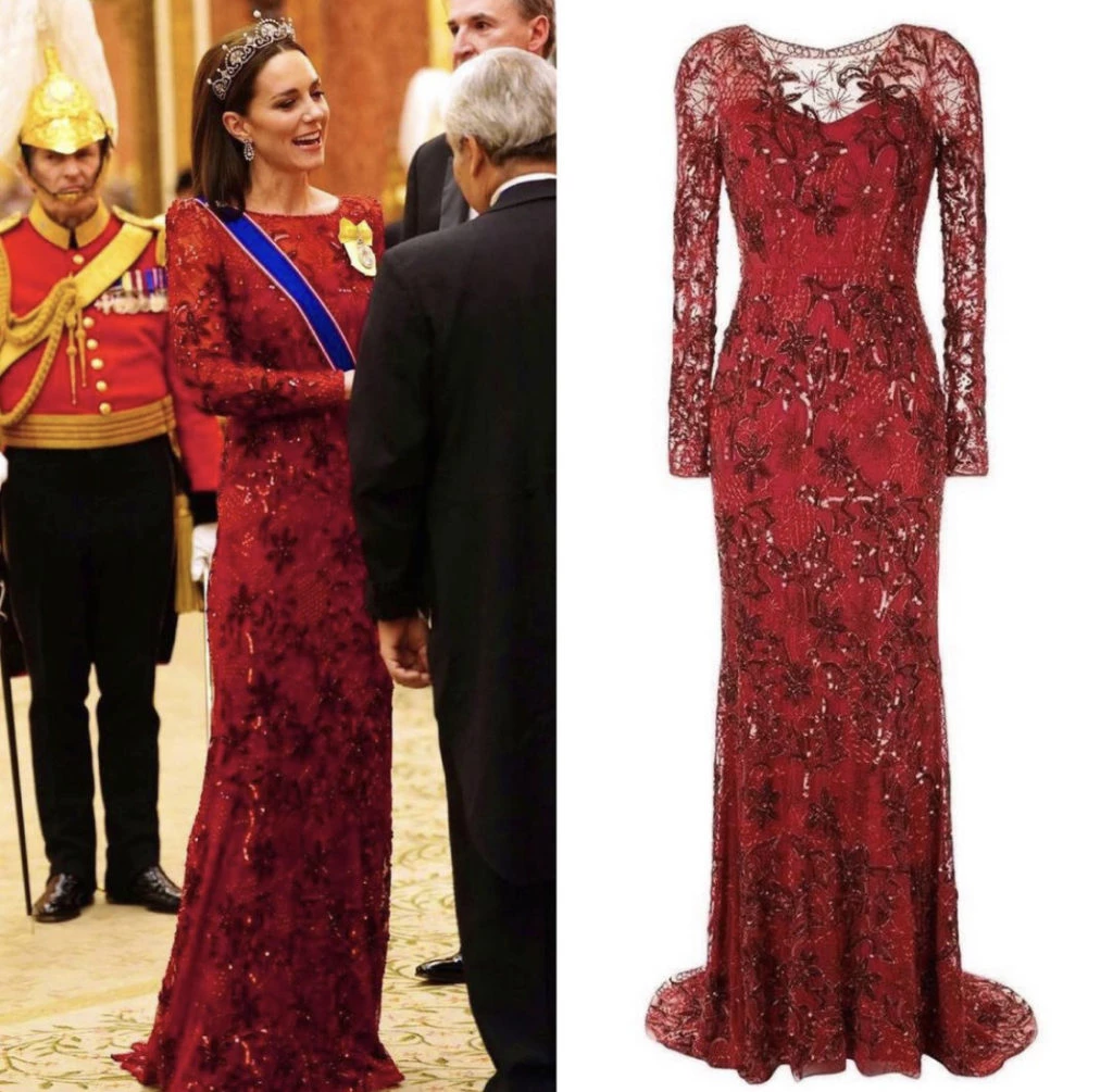 Kate Middleton con un vestido de Jenny Packham. Foto: Instagram.