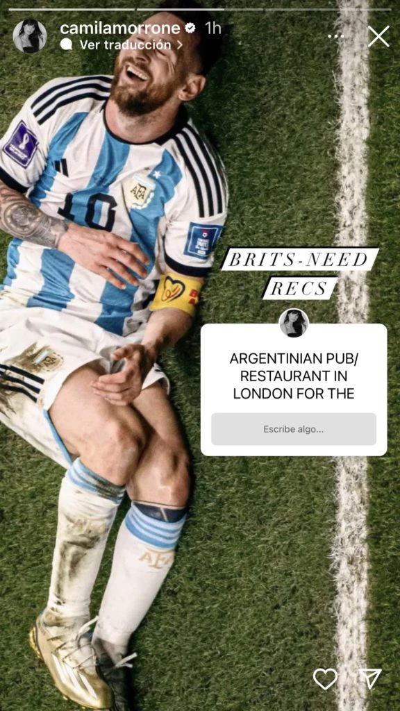 Camila Morrone compartió varias fotos de la selección argentina en su Instagram. Foto: Instagram.