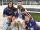 Antonela Roccuzzo junto a Lionel Messi y sus hijos, en la final de la Copa del Mundo