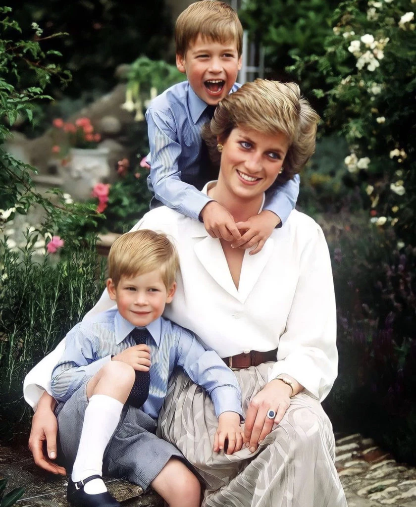 Lady Di junto a sus hijos. Foto: Instagram.