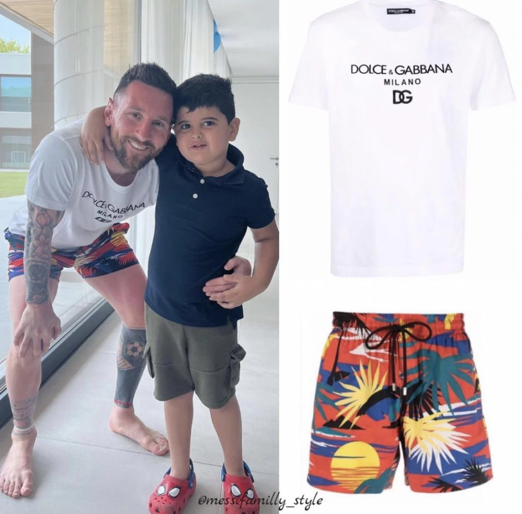 Lio Messi usa shorts de baño Vilebrequin, sus preferidos. Foto: Instagram.