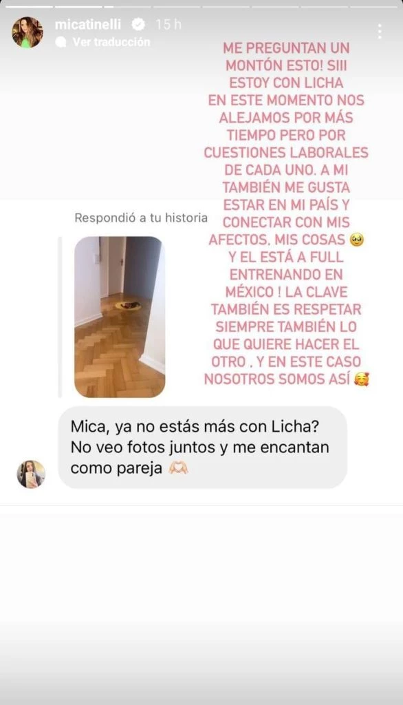 Mica Tinelli contó qué la tiene alejada de su novio Licha López