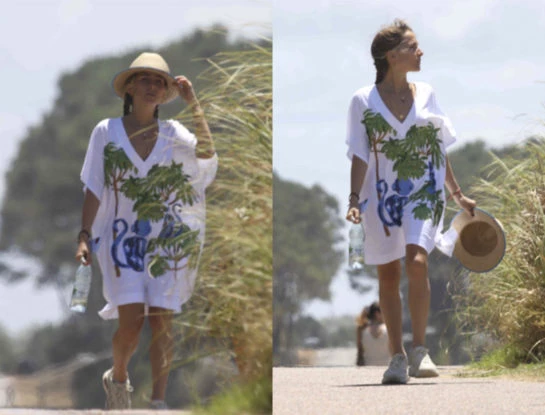 El look hippie chic de Ámbar de Benedictis para llegar a la playa en Punta del Este
