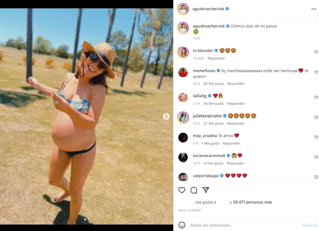 Agustina Cherri mostró sus últimos días con panza