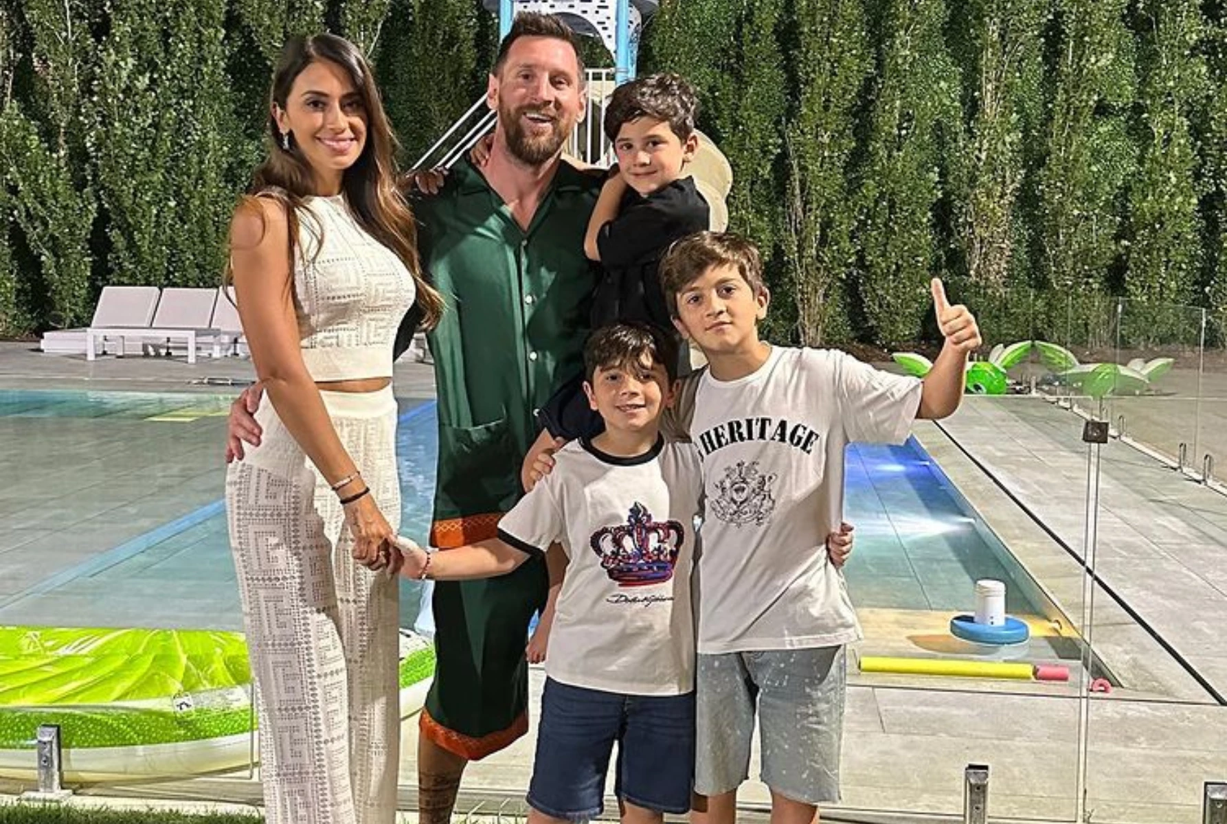 Antonela Roccuzzo compartió una tierna foto hogareña de Lionel Messi y sus hijos