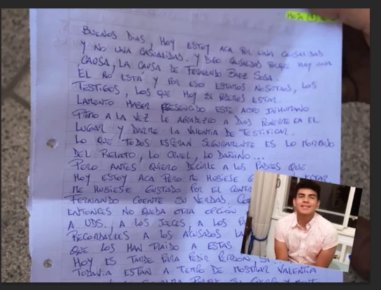 La conmovedora carta de un testigo en el crimen de Fernando Báez Sosa