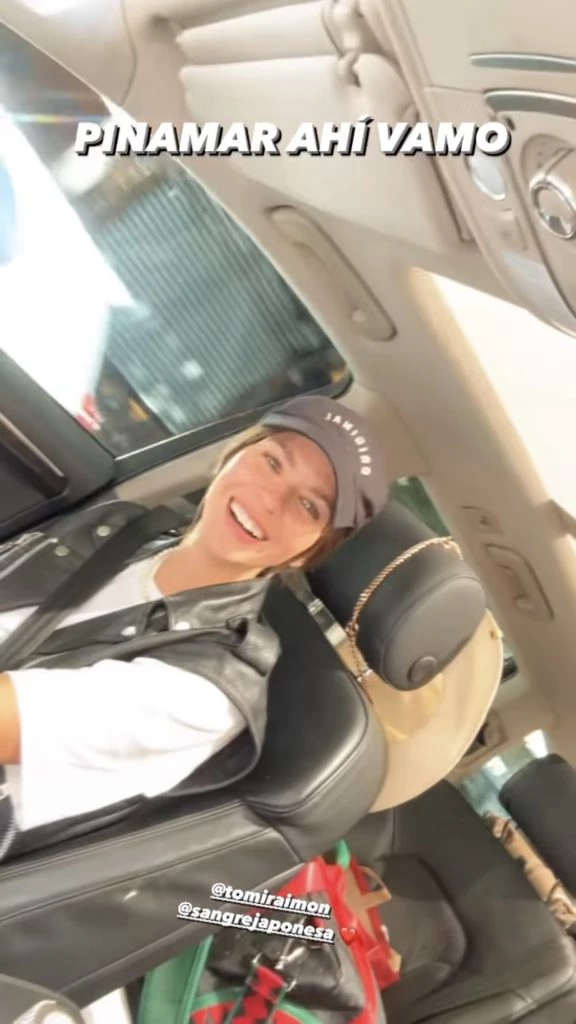 La China Suárez usó un chaleco de cuero muy canchero para ir a Pinamar. Foto: Instagram.