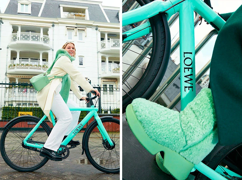 VanMoof fabrica bicicletas eléctricas S3 promocionales para la tienda insignia de LOEWE en Ámsterdam